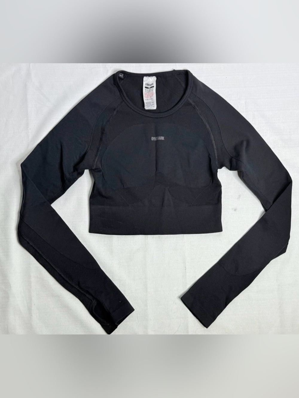 Gymshark Women’s Black Long Flex Long Sleeve Crop Top Open Back XS